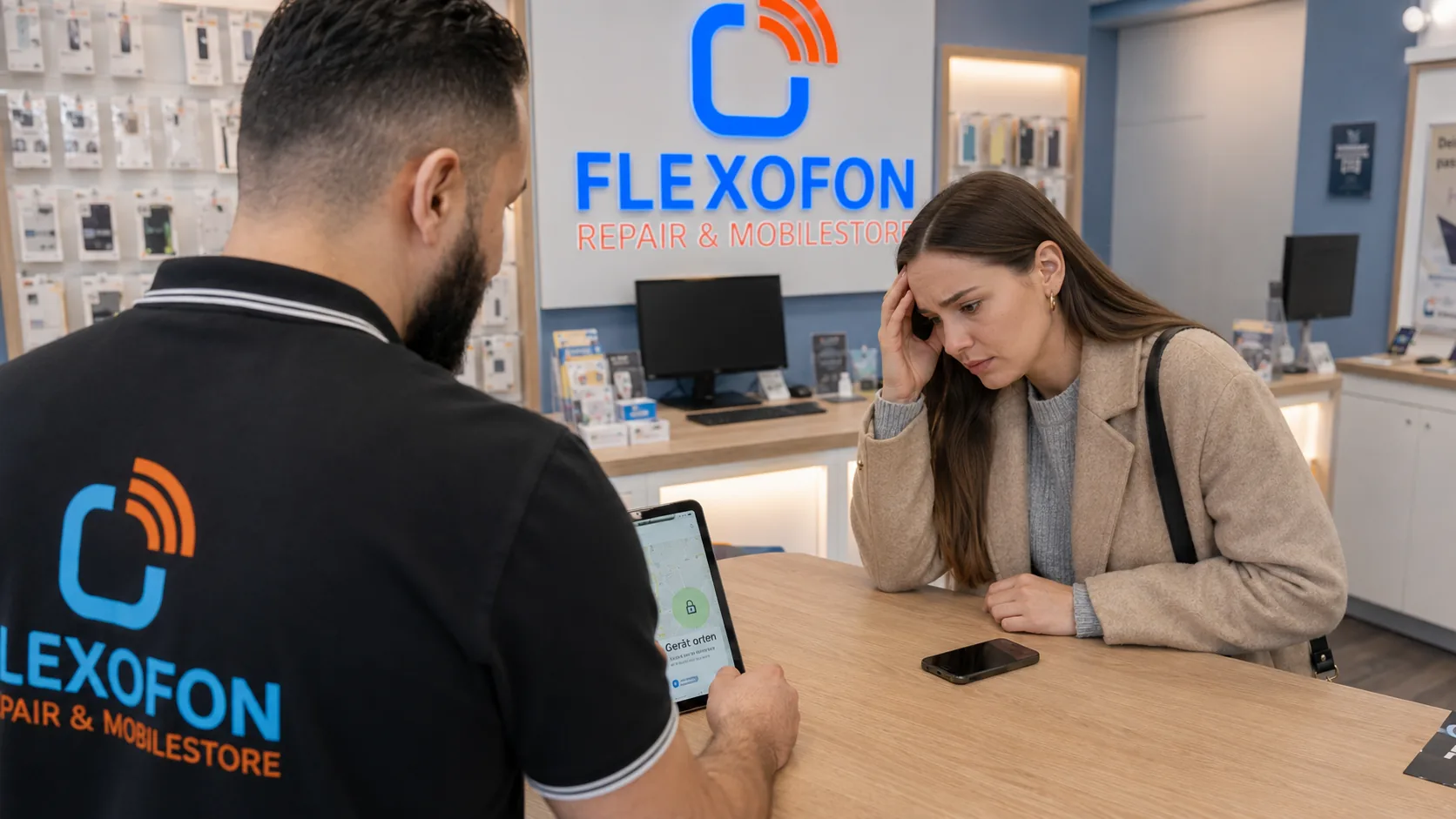 Kundin erhält bei Flexofon Wilhelmsburg Hilfe nach einem gestohlenen Smartphone